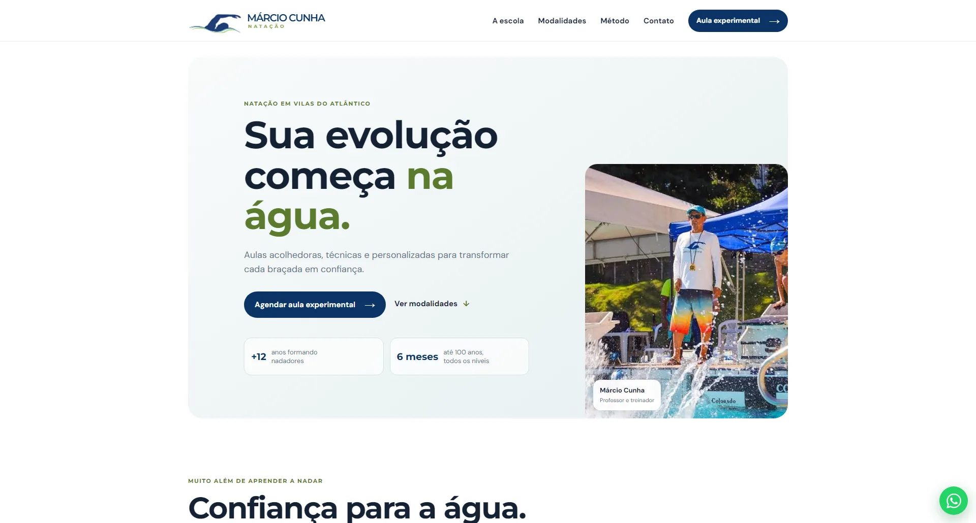 Página inicial do projeto Márcio Cunha Natação